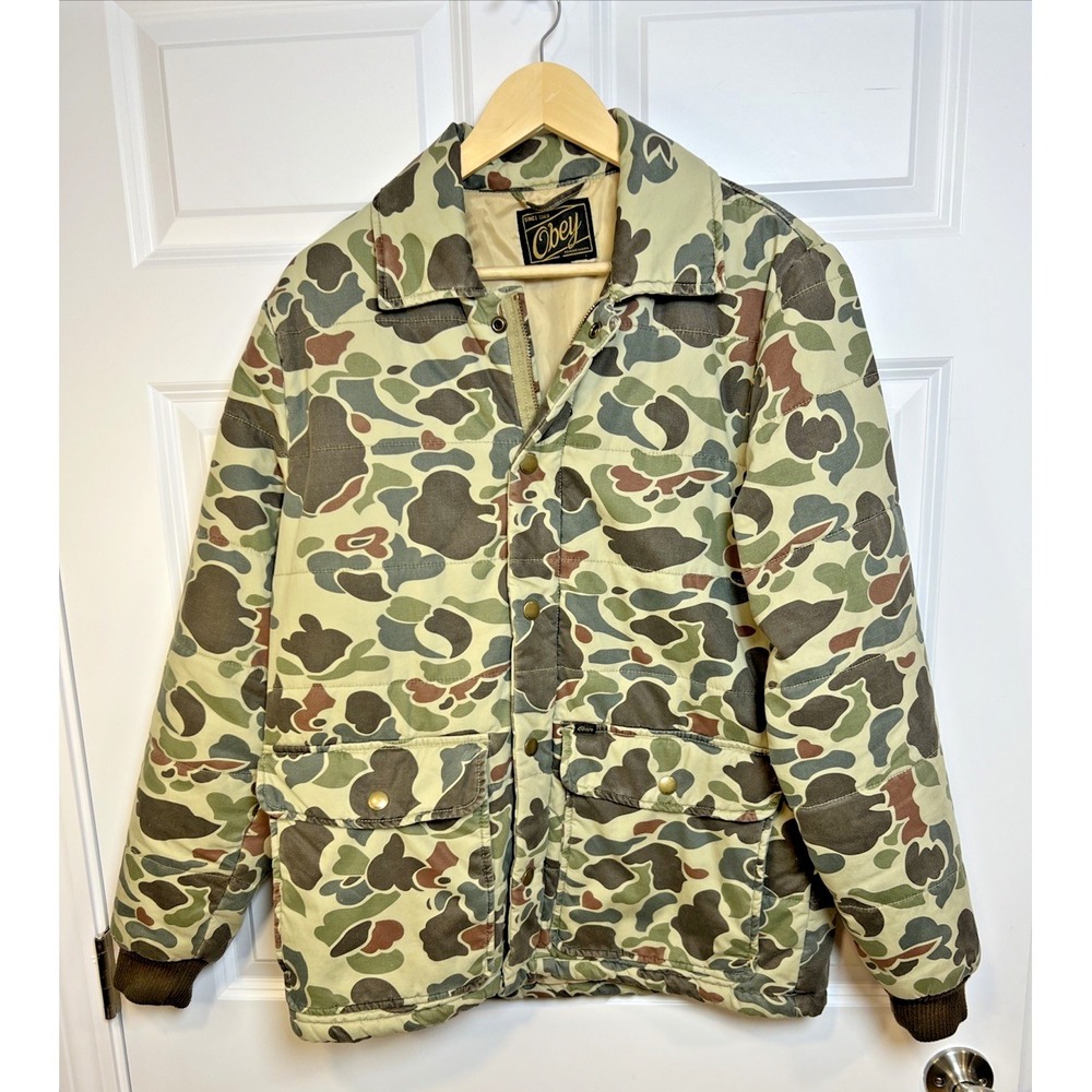 Obey‎ Men's Medium Duck Camo Field Jacket Button Front Utility Coat Streetwear